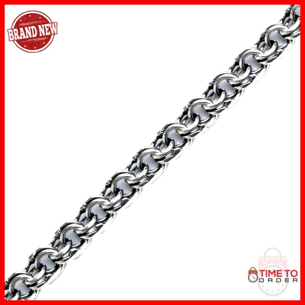 Sterling Silver Bismark Chain Necklace 3.5mm Thick Handmade Jewelry